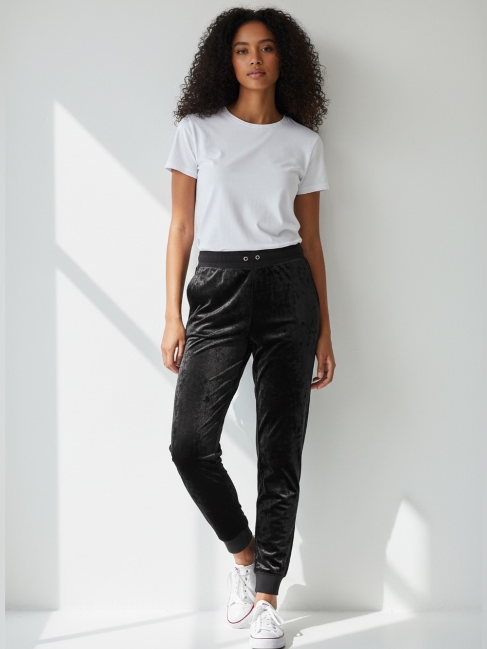 Women’s Black Velvet Jogger Pants